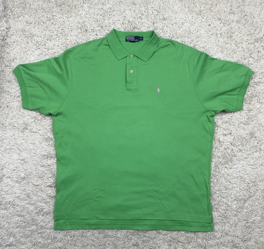Polo Ralph Lauren Men's Short Sleeve Pique Polo Shirt Size XXL Green Pink Pony